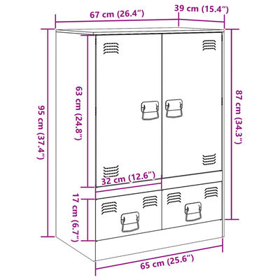 vidaXL Kaappi musta 67x39x95 cm teräs