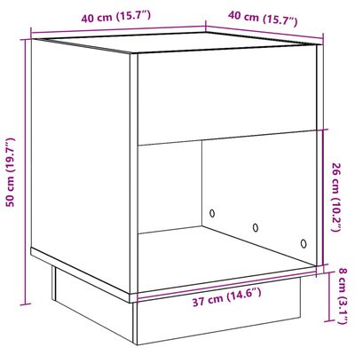 vidaXL sohvapöytä Infinity LED-valoilla harmaa Sonoma 40x40x50 cm