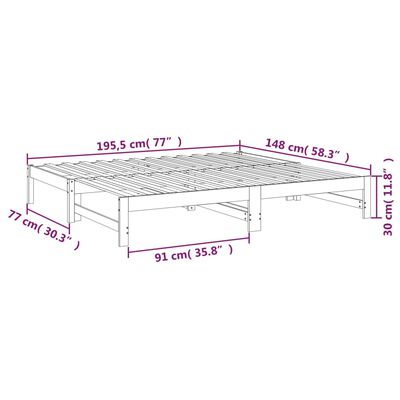 vidaXL Sohvasänky ulosvedettävä valkoinen 2x (75x190) cm täysi mänty