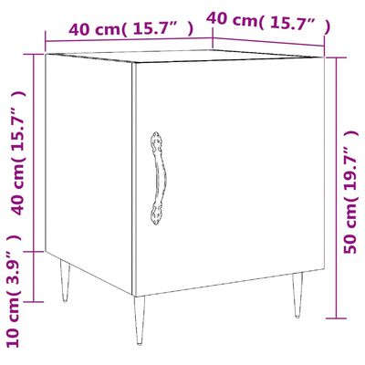 vidaXL Yöpöydät 2 kpl musta 40x40x50 cm tekninen puu