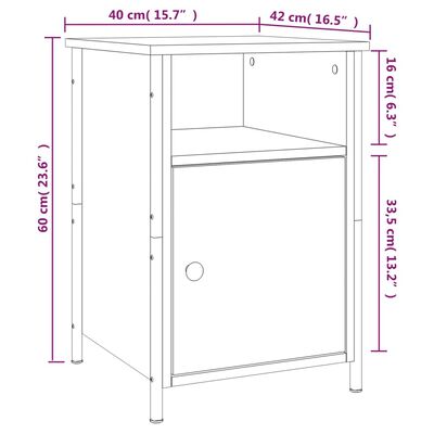 vidaXL Yöpöydät 2 kpl harmaa Sonoma 40x42x60 cm tekninen puu