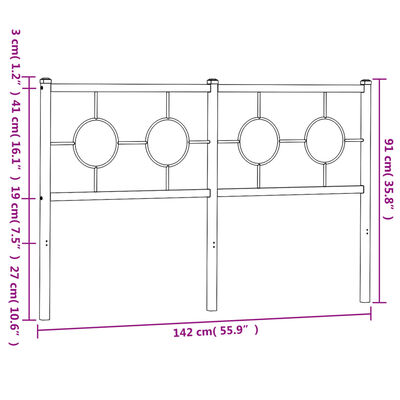 vidaXL Metallinen sängynpääty musta 135 cm