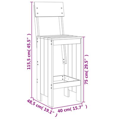 vidaXL Baarijakkarat 2 kpl 40x48,5x115,5 cm täysi mänty