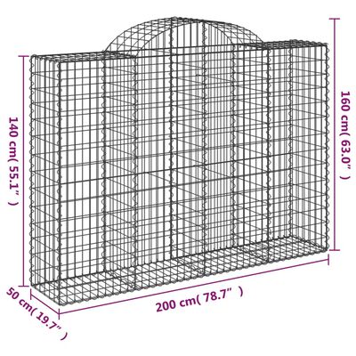 vidaXL Kaarevat kivikorit 7 kpl 200x50x140/160 cm galvanoitu rauta