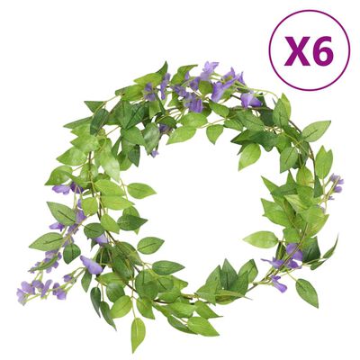 vidaXL Joulun kukkaseppeleet 6 kpl violetti 200 cm