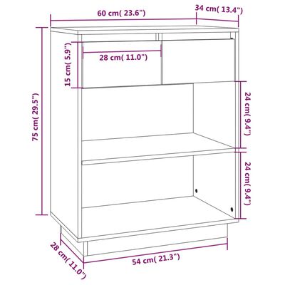 vidaXL Konsolikaappi hunajanruskea 60x34x75 cm täysi mänty