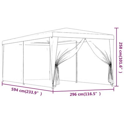 vidaXL Juhlateltta 6 verkkosivuseinää antrasiitti 3x6 m HDPE