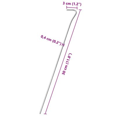 vidaXL Telttatapit 25 kpl 30 cm Ø4 mm galvanoitu teräs