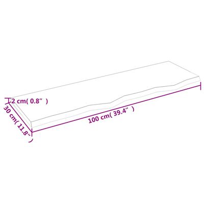 vidaXL Kylpyhuoneen työtaso v.ruskea 100x30x2 cm käsitelty täysi puu