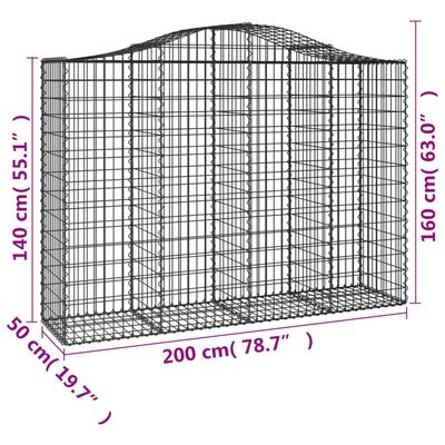 vidaXL Kaarevat kivikorit 5 kpl 200x50x140/160 cm galvanoitu rauta