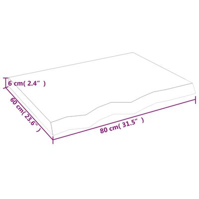 vidaXL Pöytälevy 80x60x(2-6) cm käsittelemätön täystammi