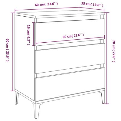 vidaXL Senkki harmaa Sonoma 60x35x70 cm tekninen puu