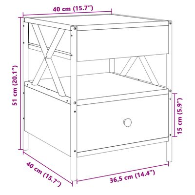 vidaXL sohvapöytä Infinity LED-valoilla savutammi 40x40x51 cm