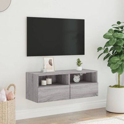 vidaXL TV-seinäkaappi harmaa Sonoma 80x30x30 cm tekninen puu