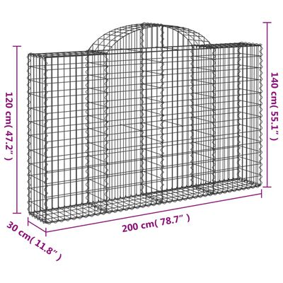 vidaXL Kaarevat kivikorit 14 kpl 200x30x120/140 cm galvanoitu rauta