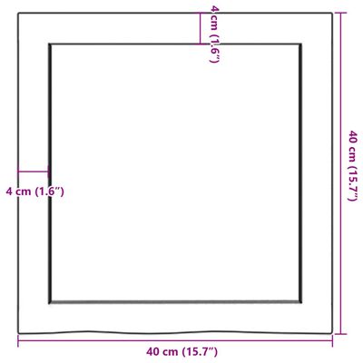 vidaXL Kylpyhuoneen työtaso v.ruskea 40x40x(2-6)cm käsitelty täysi puu