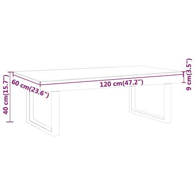 vidaXL Sohvapöytä tummanruskea ja musta 120x60x40 cm MDF ja rauta