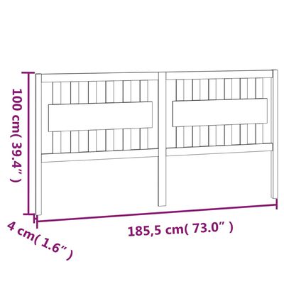 vidaXL Sängynpääty musta 185,5x4x100 cm täysi mänty