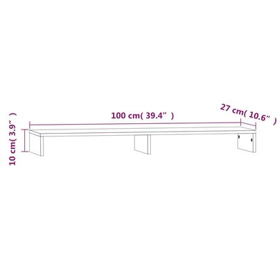 vidaXL Näyttökoroke 100x27x10 cm täysi mänty