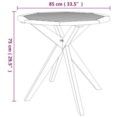 vidaXL Puutarhapöytä 85x85x75 cm täysi akasiapuu