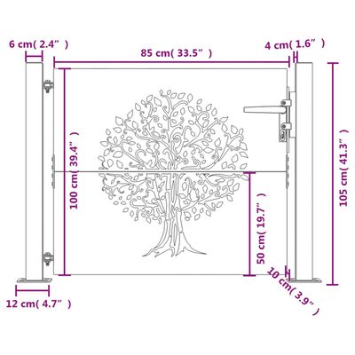 vidaXL Puutarhaportti 105x105 cm corten teräs puukuvio