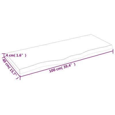 vidaXL Kylpyhuoneen työtaso t.ruskea 100x40x(2-4)cm käsitelty täyspuu