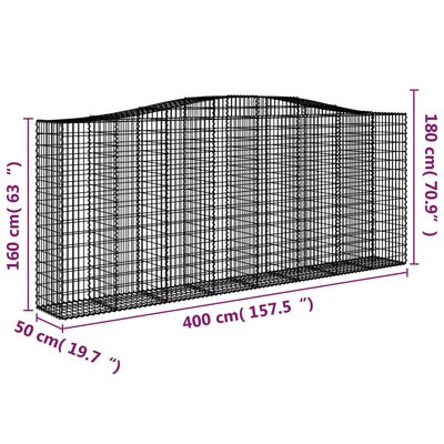 vidaXL Kaarevat kivikorit 6 kpl 400x50x160/180 cm galvanoitu rauta