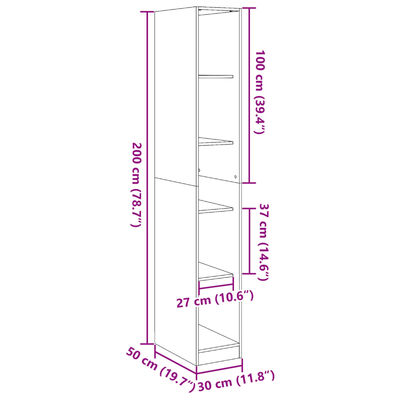 vidaXL Vaatekaappi betoninharmaa 30x50x200 cm lastulevy