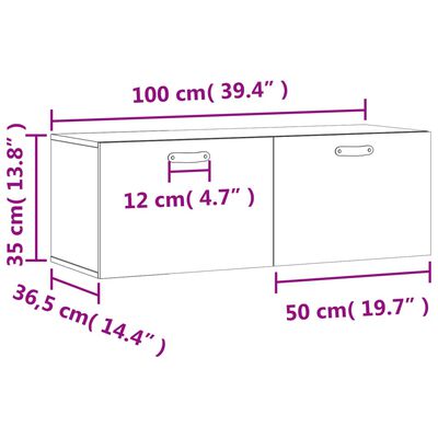 vidaXL Seinäkaappi korkeakiilto valkoinen 100x36,5x35 cm tekninen puu