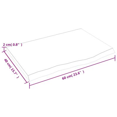 vidaXL Kylpyhuoneen työtaso v.ruskea 60x40x2 cm käsitelty täysi puu