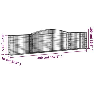 vidaXL Kaarevat kivikorit 10 kpl 400x30x80/100 cm galvanoitu rauta