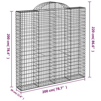 vidaXL Kaarevat kivikorit 8 kpl 200x30x200/220 cm galvanoitu rauta