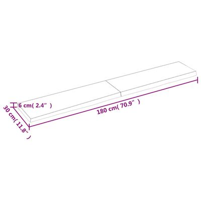 vidaXL Kylpyhuoneen työtaso 180x30x(2-6) cm käsittelemätön täysi puu