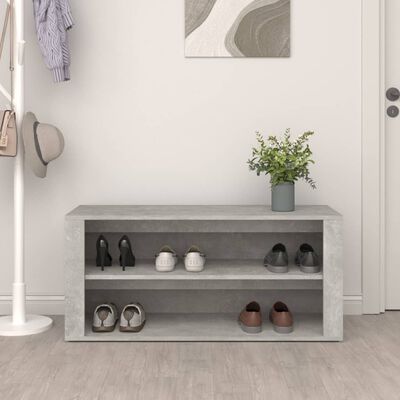 vidaXL Kenkäteline betoninharmaa 100x35x45 cm tekninen puu