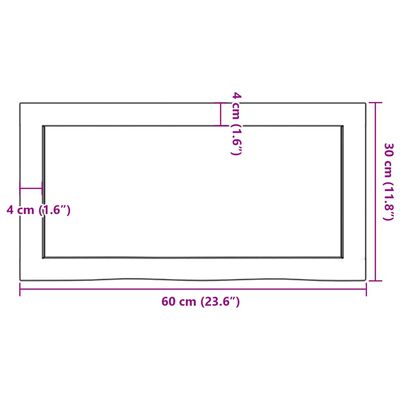 vidaXL Kylpyhuoneen työtaso 60x30x(2-4) cm käsittelemätön täysi puu