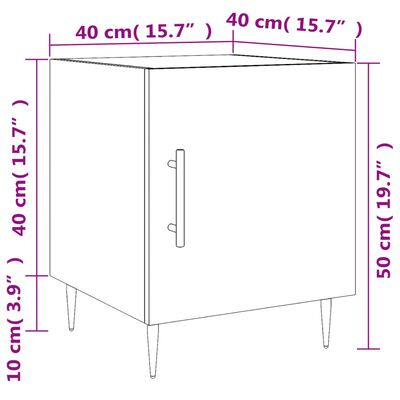 vidaXL Yöpöydät 2 kpl betoninharmaa 40x40x50 cm tekninen puu