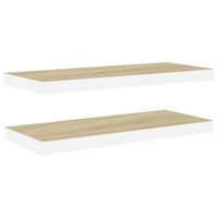 vidaXL Kelluvat seinähyllyt 2 kpl tammi ja valkoinen 60x23,5x3,8cm MDF