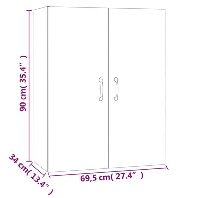 vidaXL Riippuva kaappi ruskea tammi 69,5x34x90 cm tekninen puu