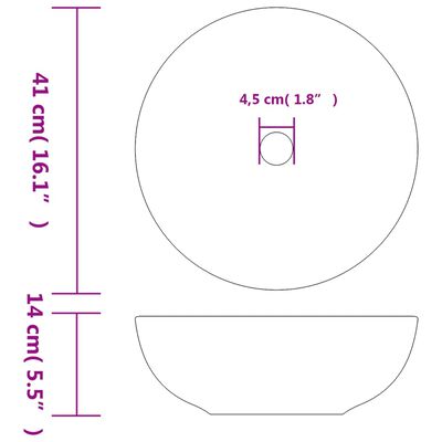 vidaXL Pesuallas työtasolle sinivalkoinen pyöreä Φ41x14 cm keraaminen