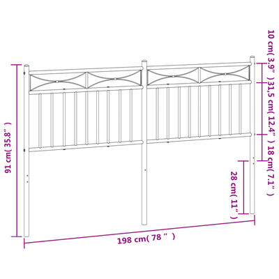 vidaXL Metallinen sängynpääty musta 193 cm