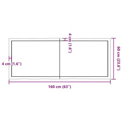 vidaXL Pöytälevy 160x60x(2-6) cm käsittelemätön täysi puu elävä reuna