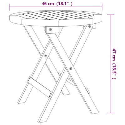 vidaXL Taitettava puutarhapöytä valkoinen Ø 46 cm täysi akasiapuu