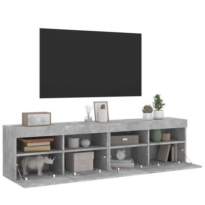 vidaXL TV-seinäkaapit LED-valoilla 2 kpl betoninharmaa 80x30x40 cm