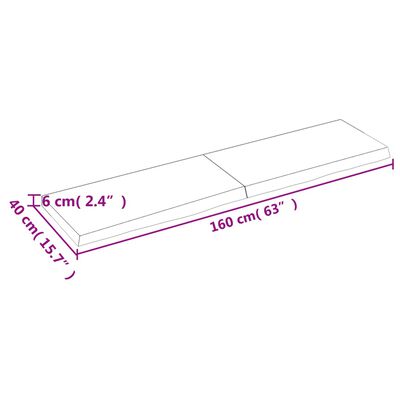 vidaXL Pöytälevy tummanruskea 160x40x(2-6) cm käsitelty täystammi