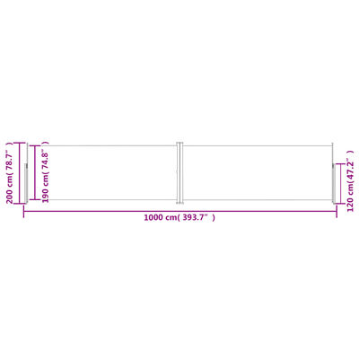 vidaXL Sisäänvedettävä sivumarkiisi 200x1000 cm sininen