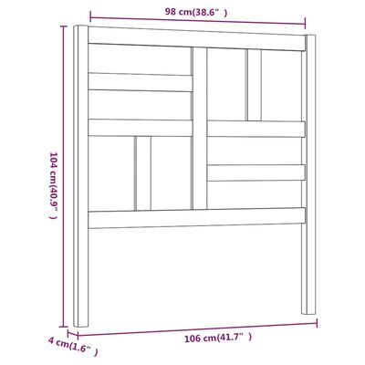 vidaXL Sängynpääty 106x4x104 cm täysi mänty