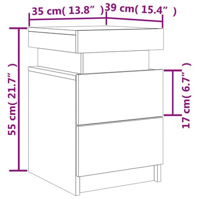 vidaXL Yöpöydät LED-valoilla 2 kpl valkoinen 35x39x55 cm