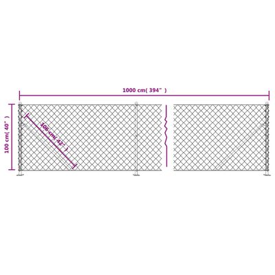 vidaXL Verkkoaita laipalla hopea 1x10 m