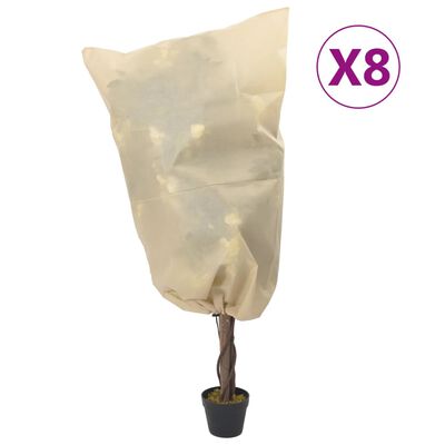 vidaXL Kasvien fleecepeite kiristysnaruilla 8 kpl 70 g/m² 0,8x0,8 m