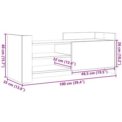 vidaXL TV-taso betoninharmaa 100x35x40 cm tekninen puu